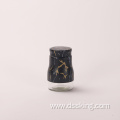 Matte black marble grain rotatable glass seasoning jar 6-Piece set irregular shape glass milk bottle 200ml